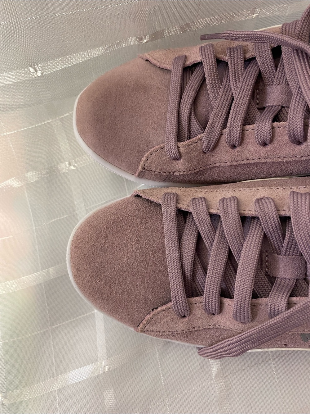 Puma Women's Suede Lace-Up Sneakers in Dusty Mauve with White Stripe - Picture 7 of 8